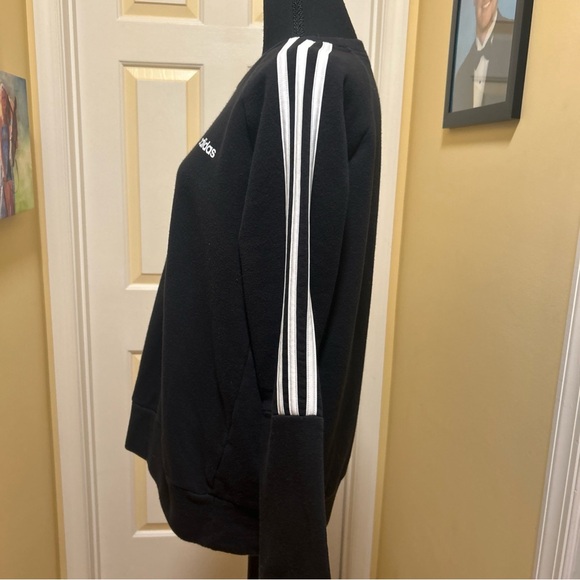 Adidas Black Pullover with White Sleeve Stripes - Picture 3 of 5